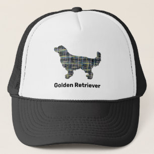 Golden Retriever Cute Dog Silhouette Grid Custom Trucker Hat