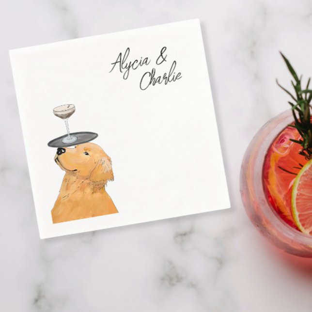 Golden retriever cute drawing with drinks napkin (Creator Uploaded)