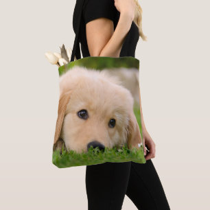 Golden Retriever Cute Puppy Dog Photo - on Shopper Tote Bag