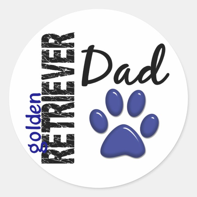 Golden Retriever Dad 2 Classic Round Sticker (Front)
