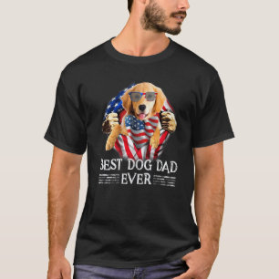 Golden Retriever Dad American Flag 4th Of July Me T-Shirt