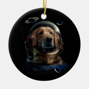 Golden Retriever Dad Astronaut Helmet Dog Astronau Ceramic Tree Decoration