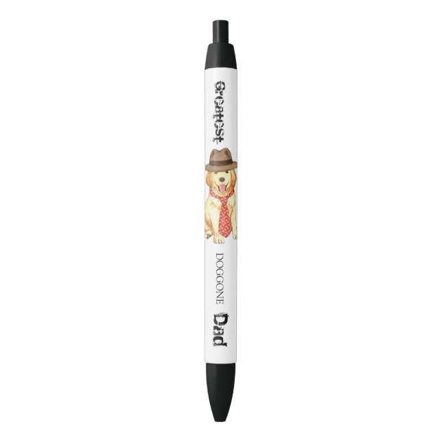Golden Retriever Dad Black Ink Pen (Front Vertical)