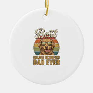 Golden Retriever Dad Ever Vintage Sunset Shirt Des Ceramic Tree Decoration