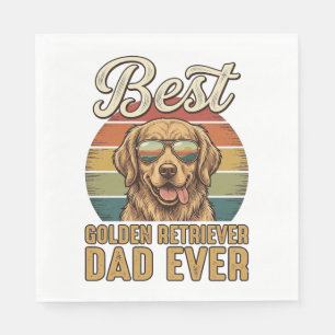 Golden Retriever Dad Ever Vintage Sunset Shirt Des Napkin