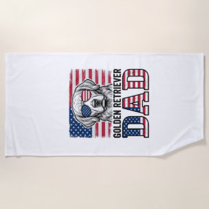 Golden Retriever Dad Patriotic Vintage Dog Shirt_1 Beach Towel