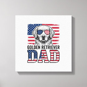 Golden Retriever Dad Patriotic Vintage Dog Shirt_1 Canvas Print