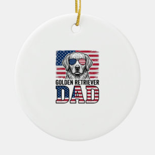 Golden Retriever Dad Patriotic Vintage Dog Shirt_1 Ceramic Tree Decoration