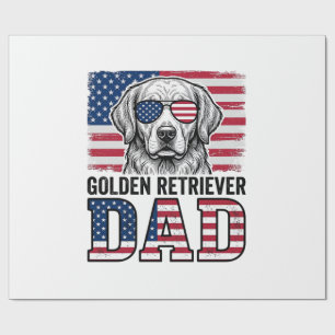 Golden Retriever Dad Patriotic Vintage Dog Shirt_1 Wrapping Paper