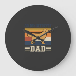 Golden Retriever Dad Retro Dog Large Clock