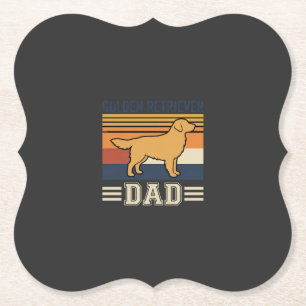 Golden Retriever Dad Retro Dog Paper Coaster