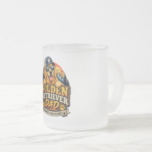 Golden Retriever Dad Retro Vintage Sunset Frosted Glass Coffee Mug