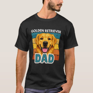 Golden Retriever Dad Vintage Block Stripe Design T-Shirt