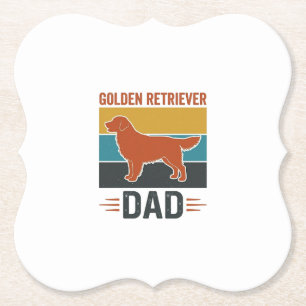 Golden Retriever Dad Vintage Dog Lover Vector Desi Paper Coaster