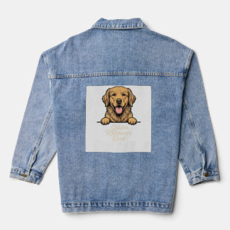 Golden Retriever Dad Vintage Engraving Denim Jacket