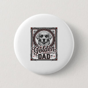 Golden Retriever Dad Vintage Engraving Design_1 6 Cm Round Badge