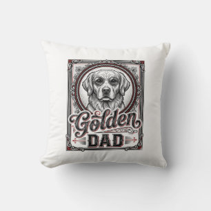 Golden Retriever Dad Vintage Engraving Design_1 Cushion
