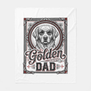 Golden Retriever Dad Vintage Engraving Design_1 Fleece Blanket