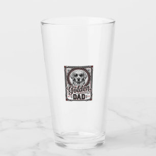 Golden Retriever Dad Vintage Engraving Design_1 Glass