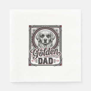Golden Retriever Dad Vintage Engraving Design_1 Napkin