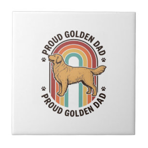 Golden Retriever Dad Vintage Engraving Dog Lover S Tile