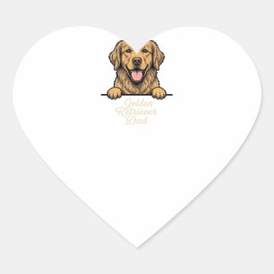 Golden Retriever Dad Vintage Engraving Heart Sticker