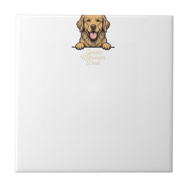 Golden Retriever Dad Vintage Engraving Tile (Front)