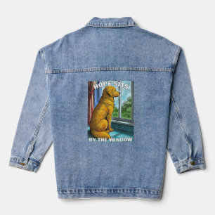 golden retriever denim jacket