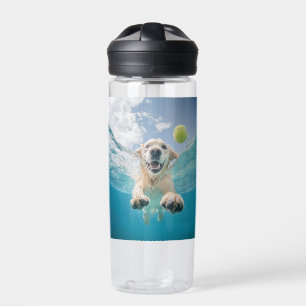 Golden Retriever Diving Tennis Ball Underwater Water Bottle