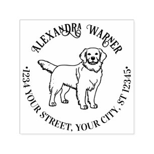 Golden Retriever Dog #2 Name Return Address Self-inking Stamp