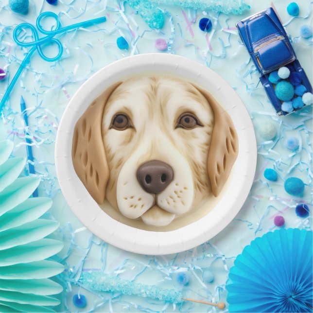 Golden Retriever Dog 3D Inspired Paper Plate (Party)