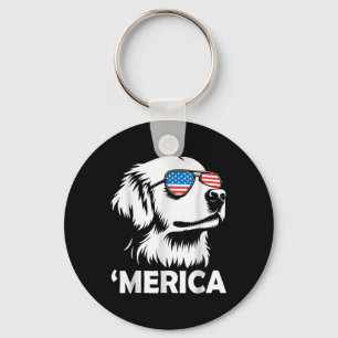 Golden Retriever Dog 4th Of July Merica Key Ring