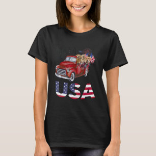 Golden Retriever Dog 4th Of July Truck Made In The T-Shirt