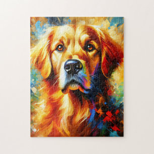 Golden Retriever Dog Acrylic Print Colourful Jigsaw Puzzle