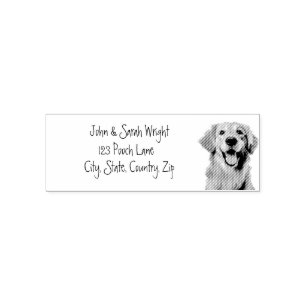 Golden Retriever  Dog Address Label Self-inking Stamp