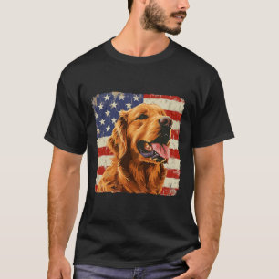 Golden Retriever Dog America Flag Shirt Independen