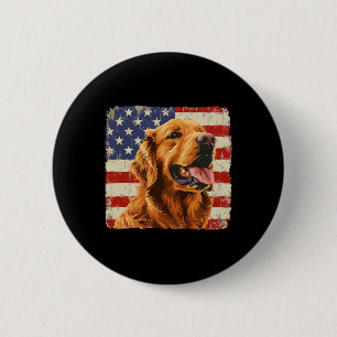 Golden Retriever Dog America Flag Shirt Independen 6 Cm Round Badge