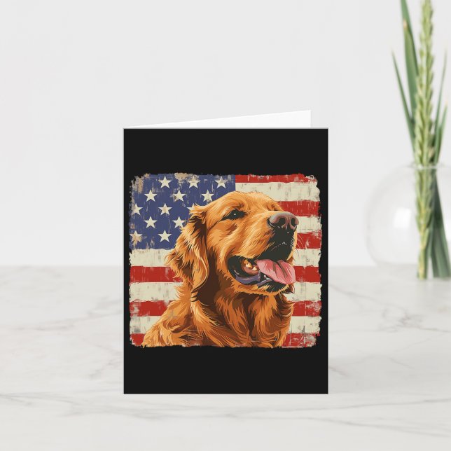 Golden Retriever Dog America Flag Shirt Independen Card (Front)