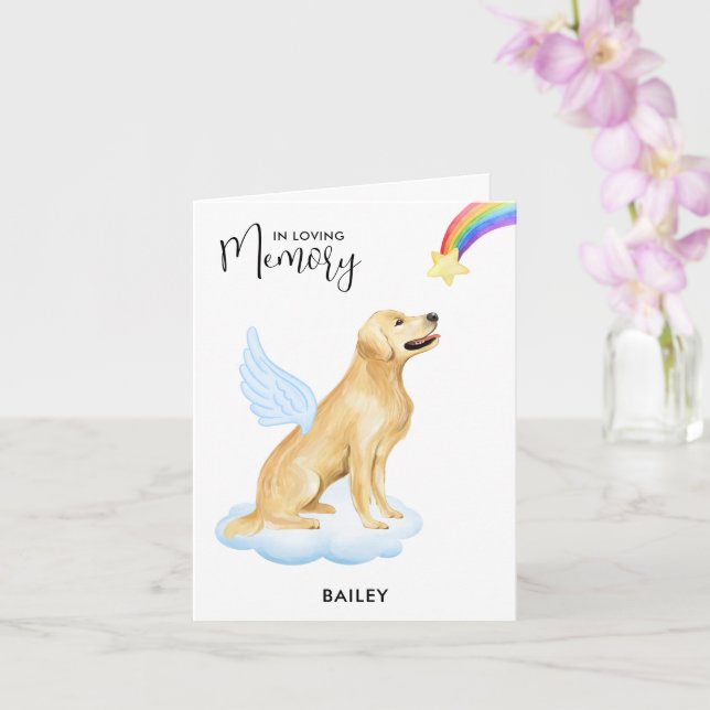 Golden Retriever Dog Angel Pet Loss Sympathy Card (Orchid)