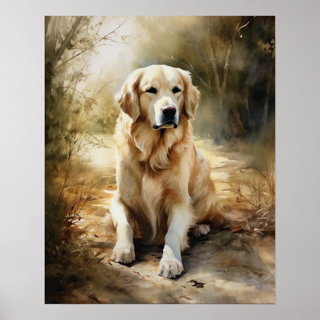 Golden Retriever Dog Art Print Poster (Front)
