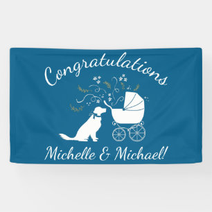 Golden Retriever Dog Baby Shower Blue Boy Banner