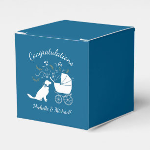 Golden Retriever Dog Baby Shower Blue Boy Favour Box