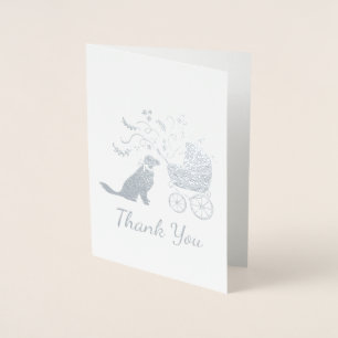 Golden Retriever Dog Baby Shower Blue Boy Foil Card