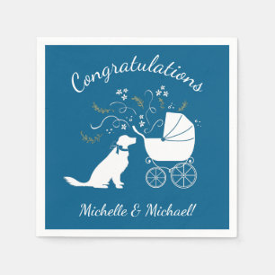 Golden Retriever Dog Baby Shower Blue Boy Napkin