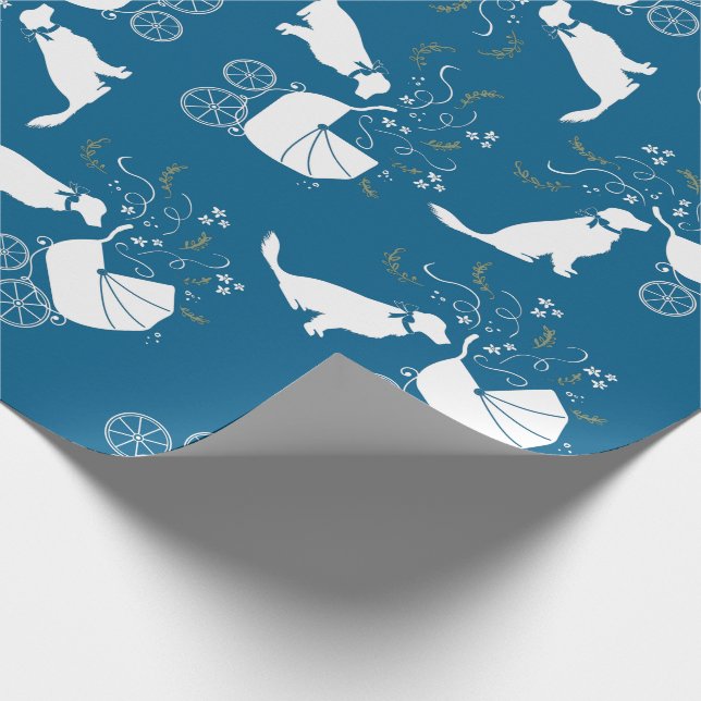 Golden Retriever Dog Baby Shower Blue Boy Wrapping Paper (Corner)