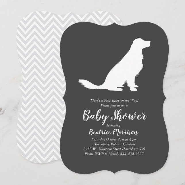 Golden Retriever Dog Baby Shower Gender Neutral Invitation (Front/Back)