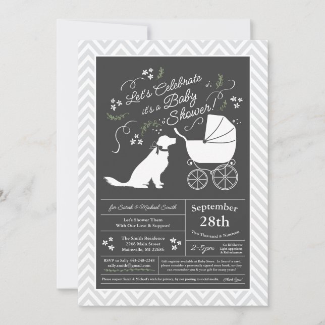 Golden Retriever Dog Baby Shower Gender Neutral V2 Invitation (Front)