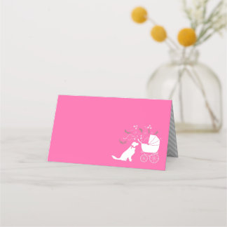 Golden Retriever Dog Baby Shower Pink Place Card