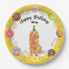 Golden Retriever Dog Birthday Party Paper Plate
