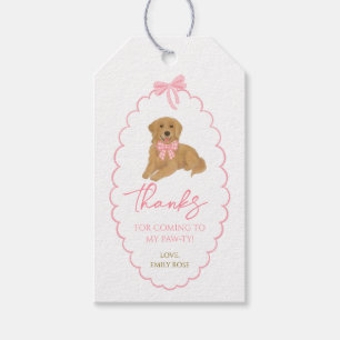 Golden Retriever Dog Birthday Pawty Pink Gift Tags